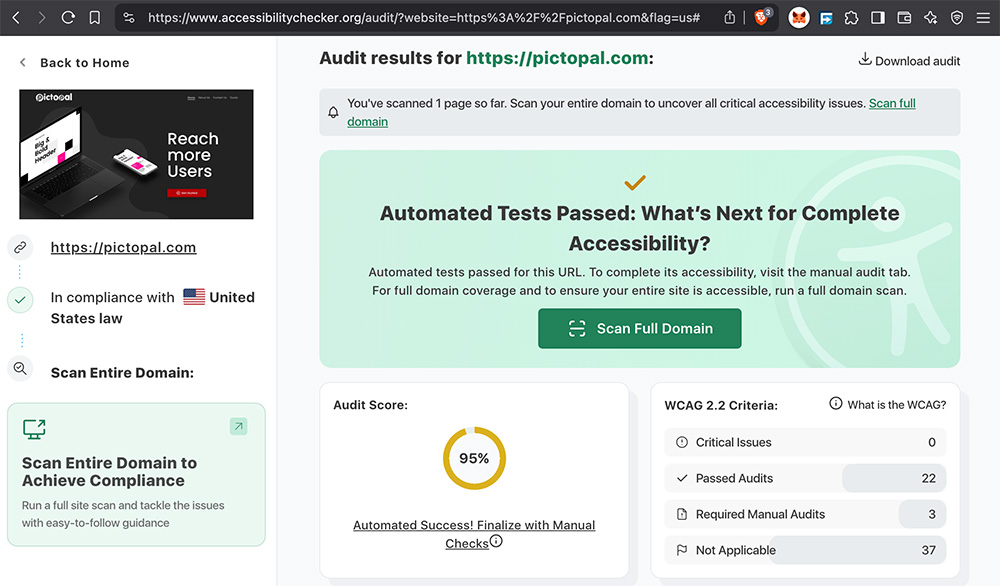 ADA and WCAG 2.2 Compliant